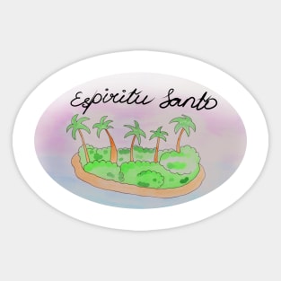 Espiritu Santo watercolor Island travel, beach, sea and palm trees. Holidays and vacation, summer and relaxation Sticker